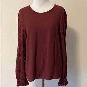Madewell Texture & Thread Lace Sleeve Top